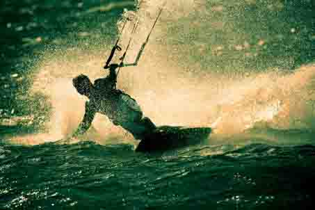 Kitesurfing Welle einsteigen